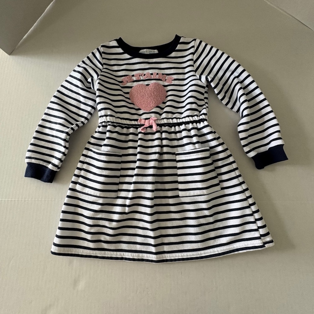 Primark Striped Long Sleeve Dress - Size 5/6 Years.
